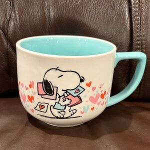 Snoopy Love Mug from Hallmark 2022 with Aqua Interior snoopy with love letters